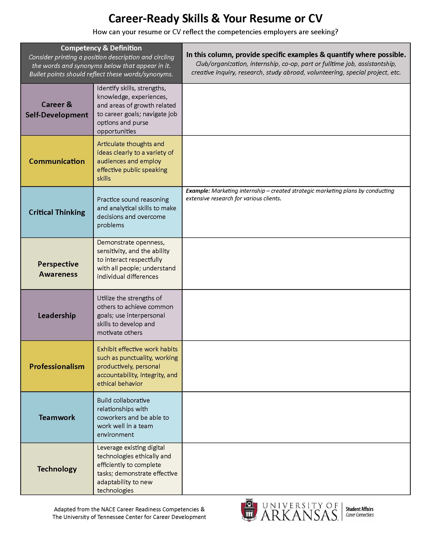 Career Readiness Resume Worksheet image