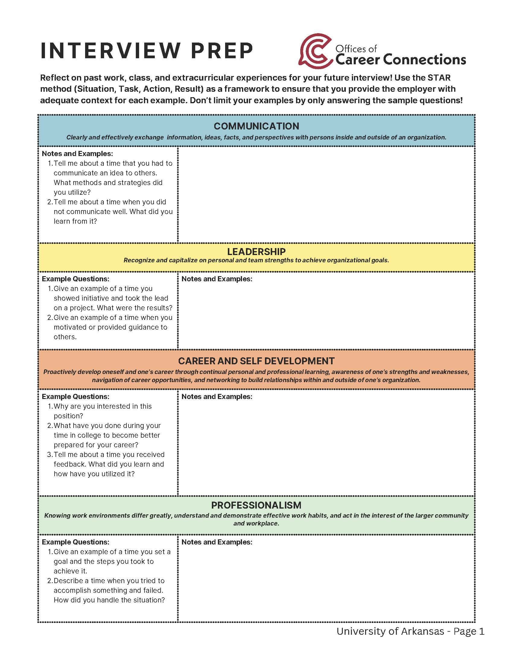 Interview Prep Worksheet Page 1 Image