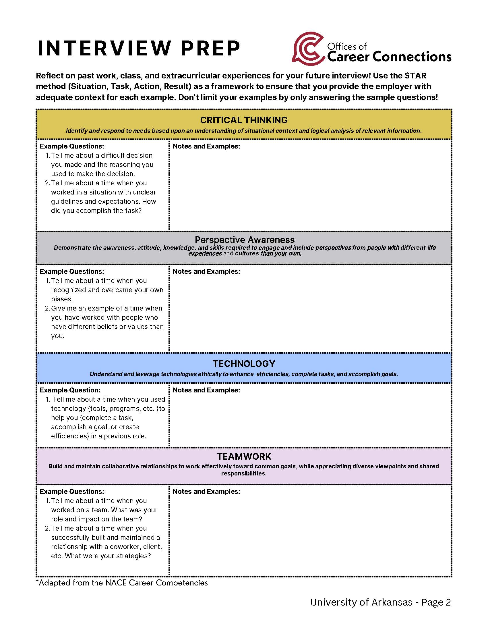 Interview Prep Worksheet Page 2 Image