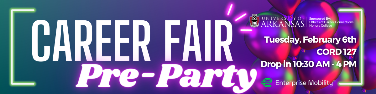 Career Fair Pre-Party, Tuesday, February 6th, 2024, 10:30am - 4pm, CORD 127