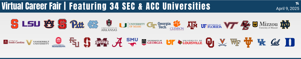 SEC & ACC Virtual Career Fair, Wednesday, April 9, 2025 from 10am-4pm CST.